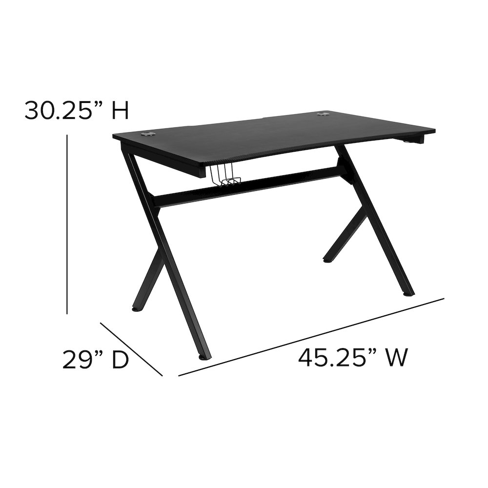 Black Gaming Desk and Red/Black Footrest Reclining Gaming Chair Set. Picture 7