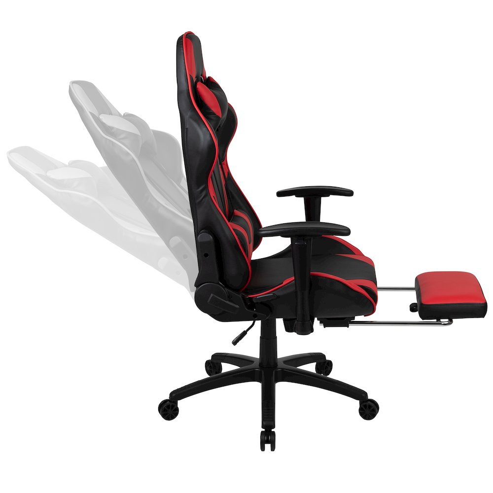 Black Gaming Desk and Red/Black Footrest Reclining Gaming Chair Set. Picture 8