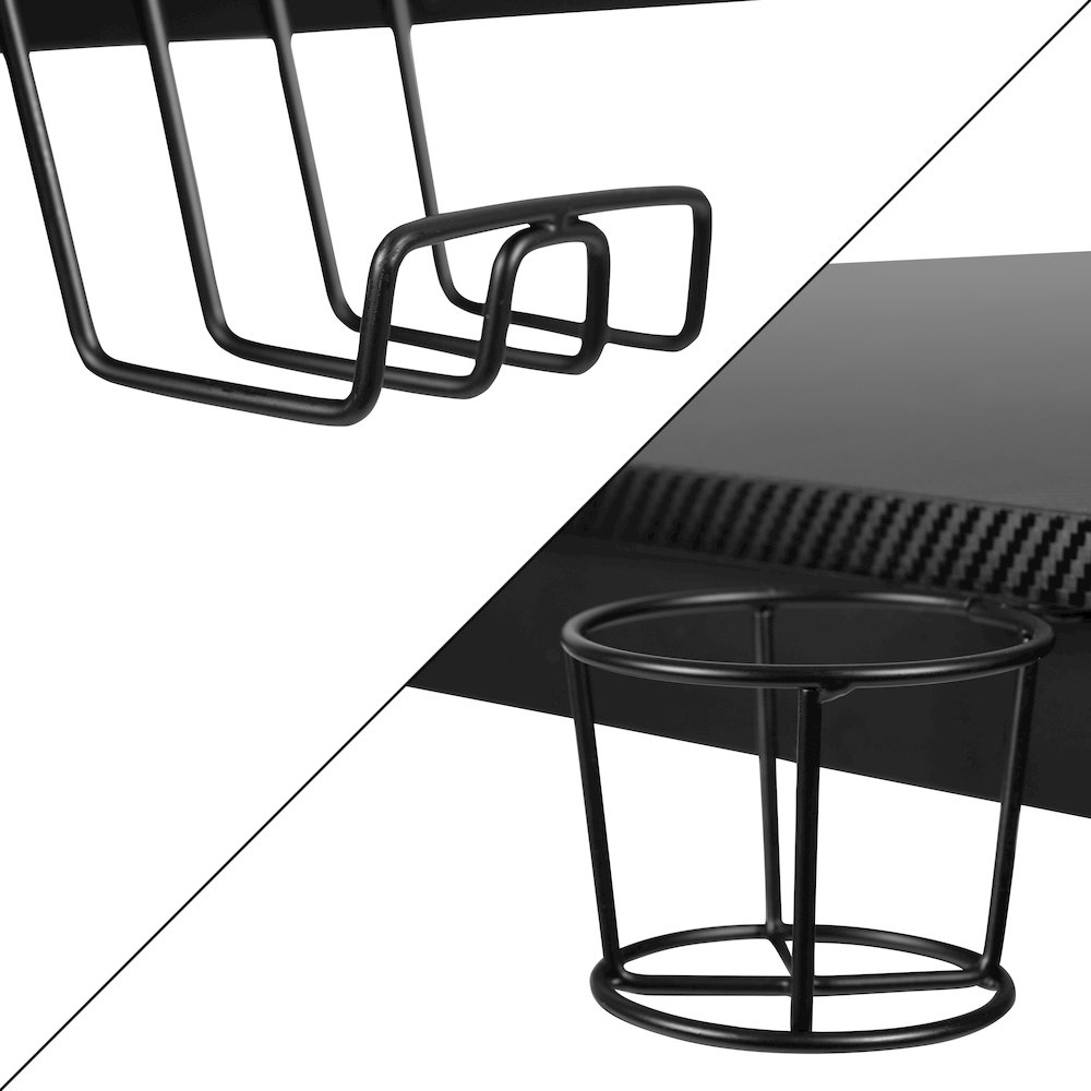 Black Gaming Desk and Red/Black Footrest Reclining Gaming Chair Set. Picture 12