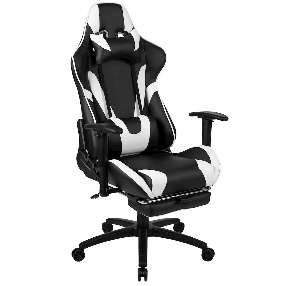Red Gaming Desk and Black Footrest Reclining Gaming Chair Set. Picture 9