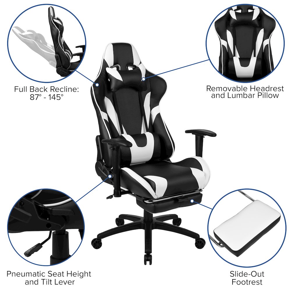 Red Gaming Desk and Black Footrest Reclining Gaming Chair Set. Picture 4