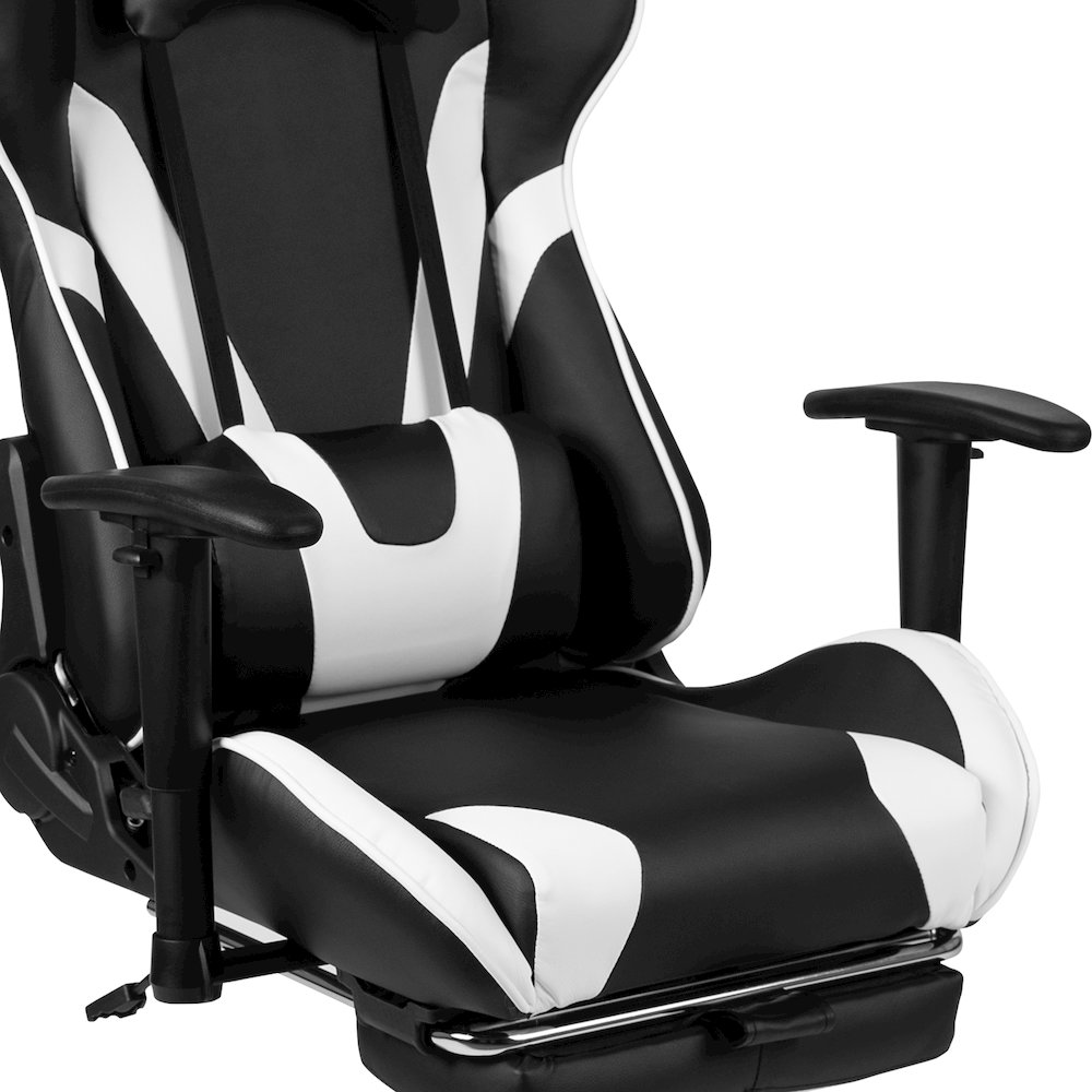 Red Gaming Desk and Black Footrest Reclining Gaming Chair Set. Picture 11