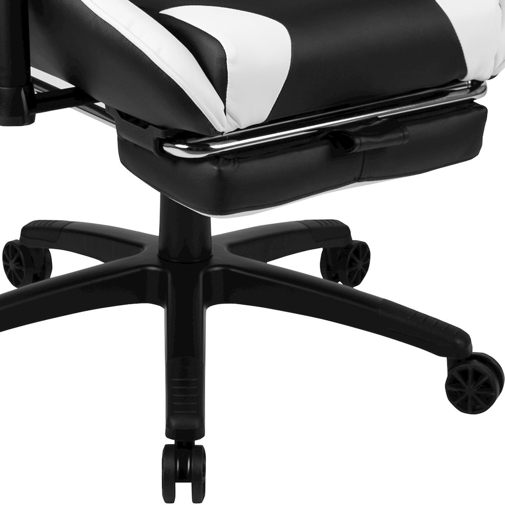 Red Gaming Desk and Black Footrest Reclining Gaming Chair Set. Picture 8