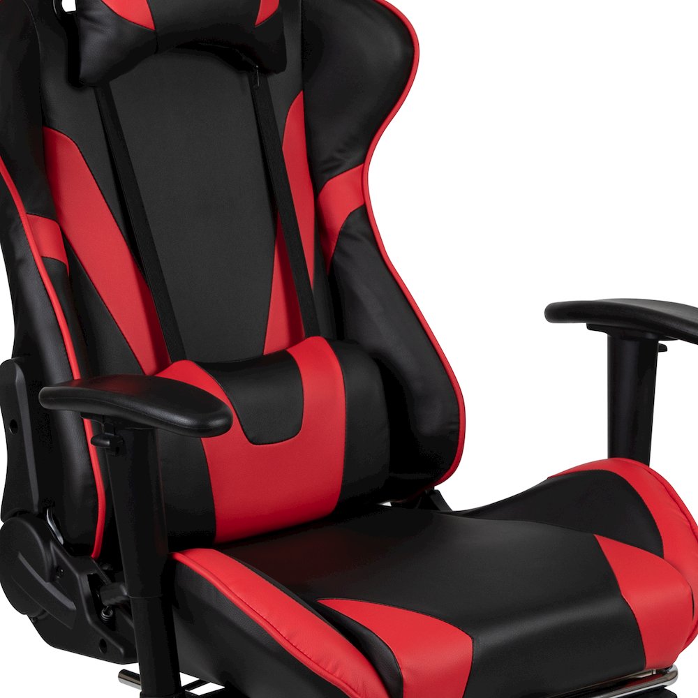 Red Gaming Desk and Red/Black Footrest Reclining Gaming Chair Set. Picture 8