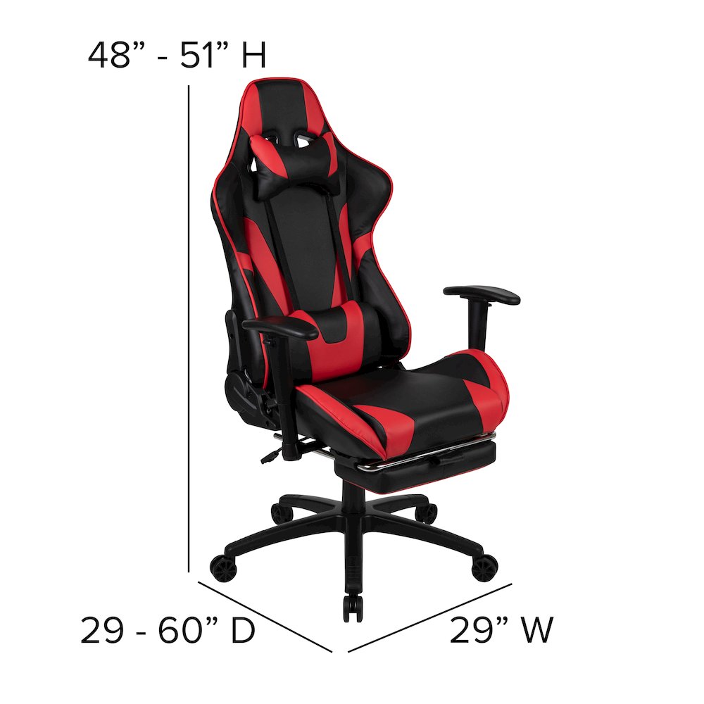 Black Gaming Desk and Red/Black Footrest Gaming Chair Set. Picture 6