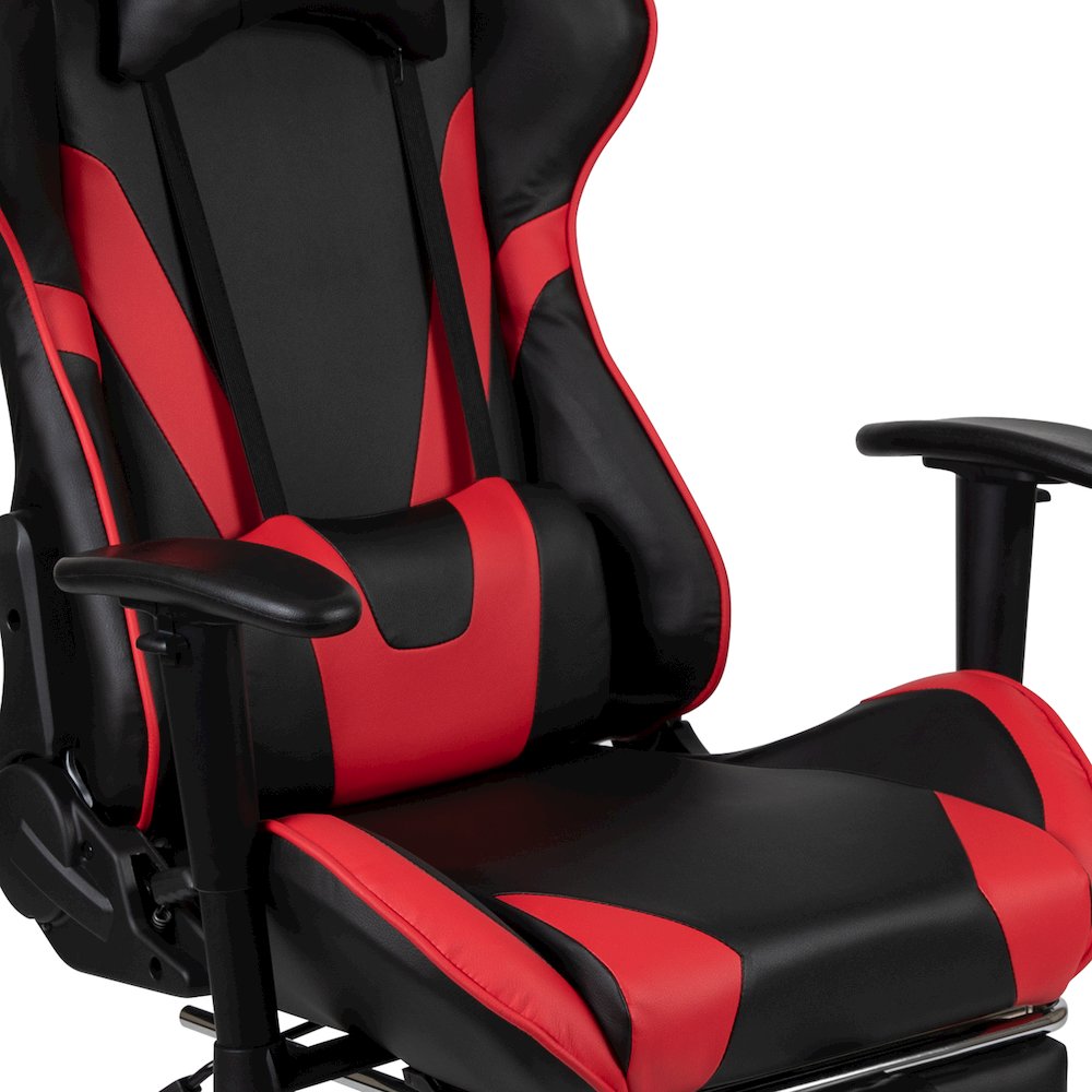 Black Gaming Desk and Red/Black Footrest Gaming Chair Set. Picture 8