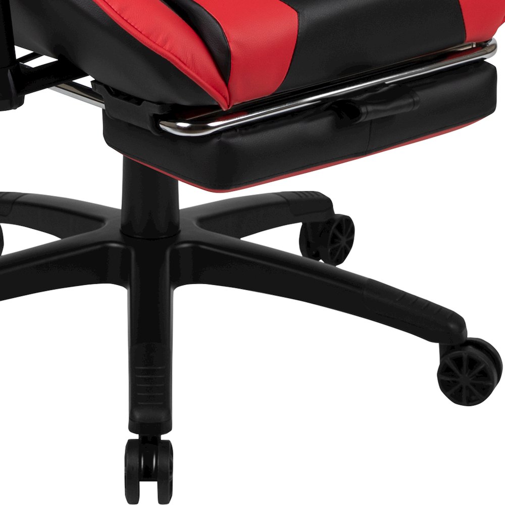Black Gaming Desk and Red/Black Footrest Gaming Chair Set. Picture 11