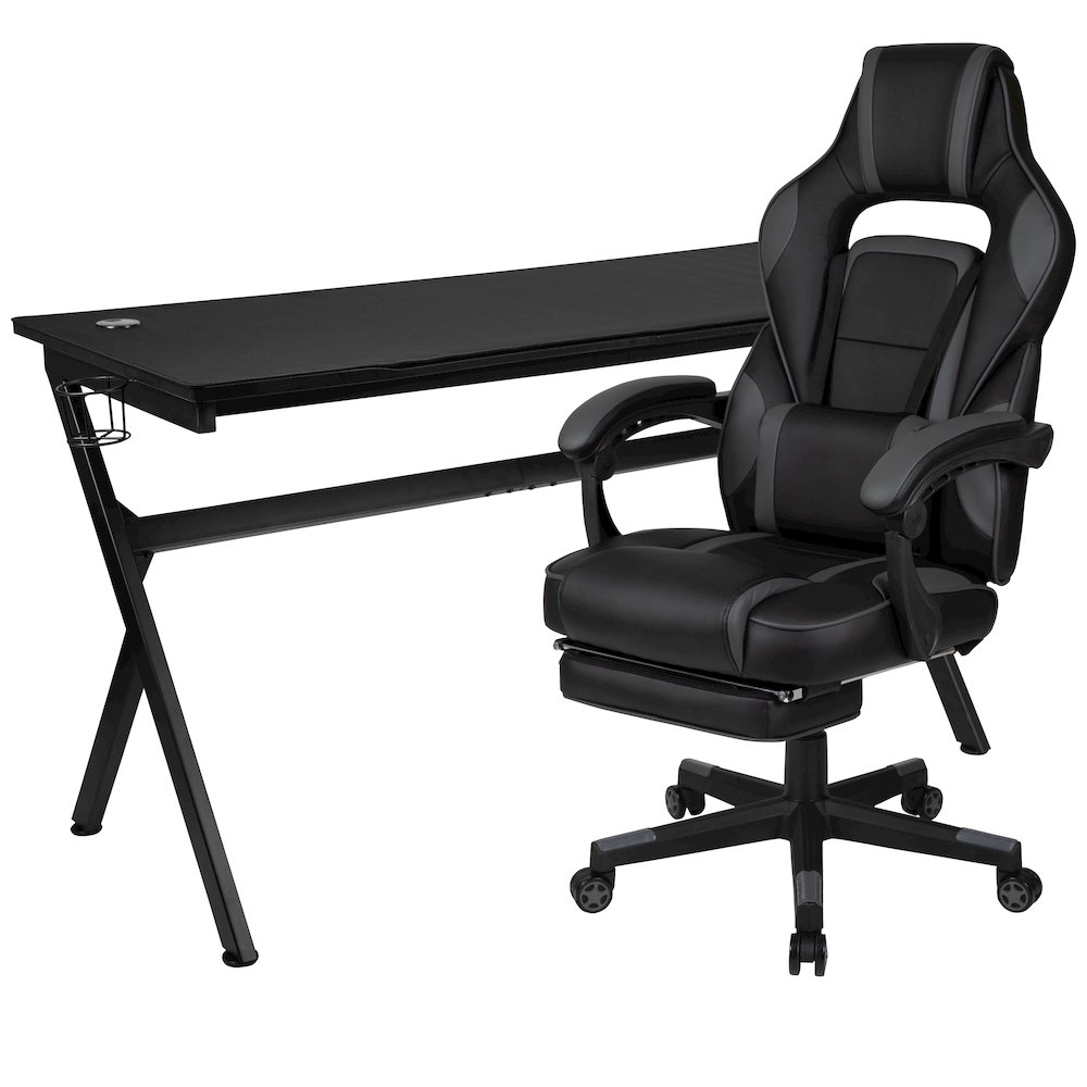 Gaming Desk/Headphone Hook/Removable Mousepad Top & Black Back/Arms Gaming Chair. Picture 1