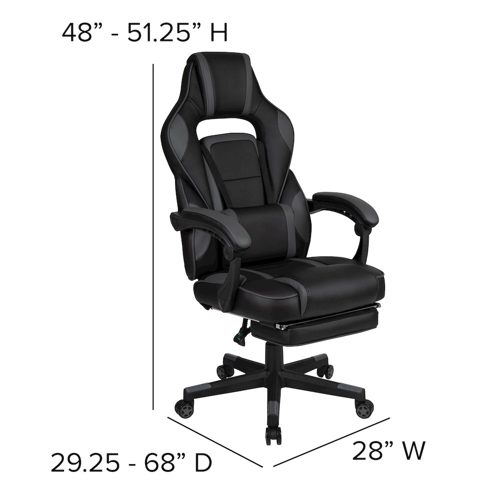 Red Gaming Desk/Headphone Hook & Black Reclining Back/Arms Gaming Chair. Picture 6