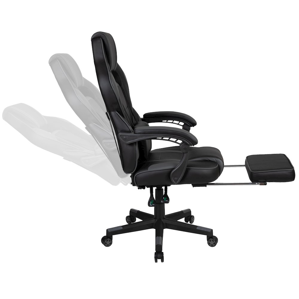 Red Gaming Desk/Headphone Hook & Black Reclining Back/Arms Gaming Chair. Picture 9