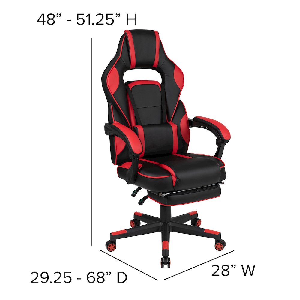 Black Gaming Desk/Headphone Hook/Monitor Stand & Red Back/Arms Gaming Chair. Picture 6