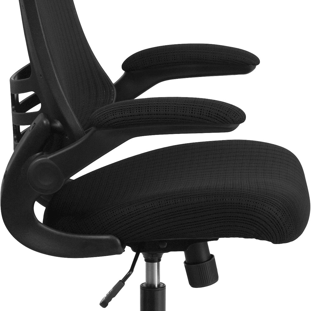 High-Back Black Mesh Swivel Executive Office Chair and Adjustable Headrest. Picture 20