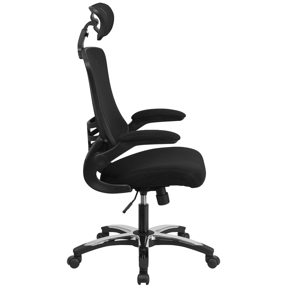 High-Back Black Mesh Swivel Executive Office Chair and Adjustable Headrest. Picture 18