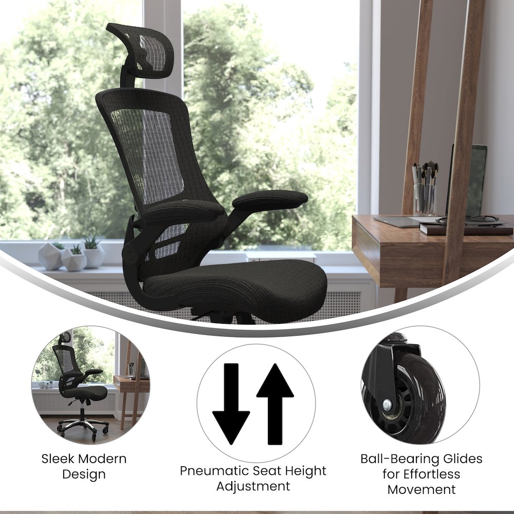 High-Back Black Mesh Swivel Executive Office Chair. Picture 4