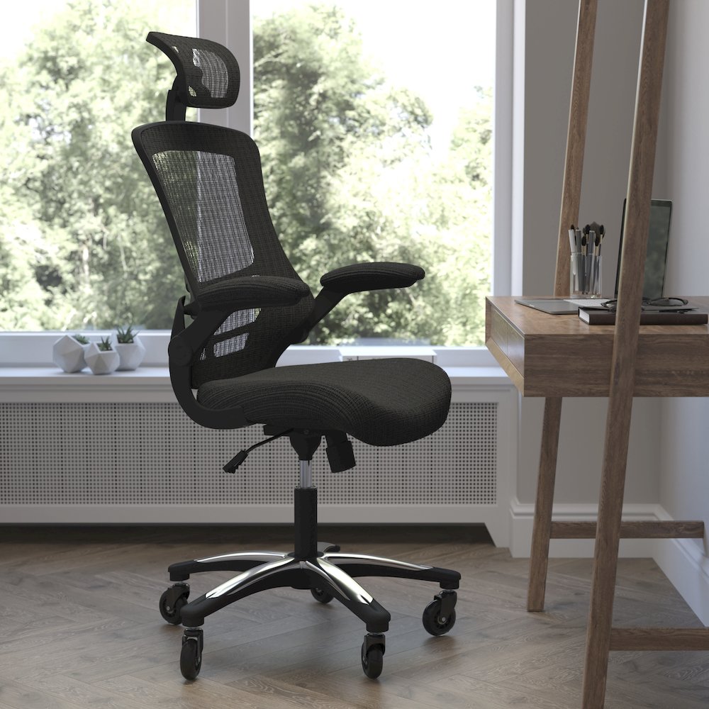 High-Back Black Mesh Swivel Executive Office Chair. Picture 2