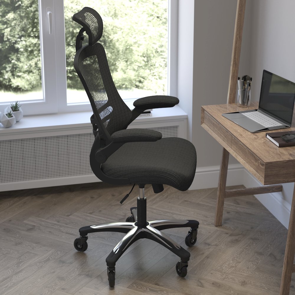 High-Back Black Mesh Swivel Executive Office Chair. Picture 6