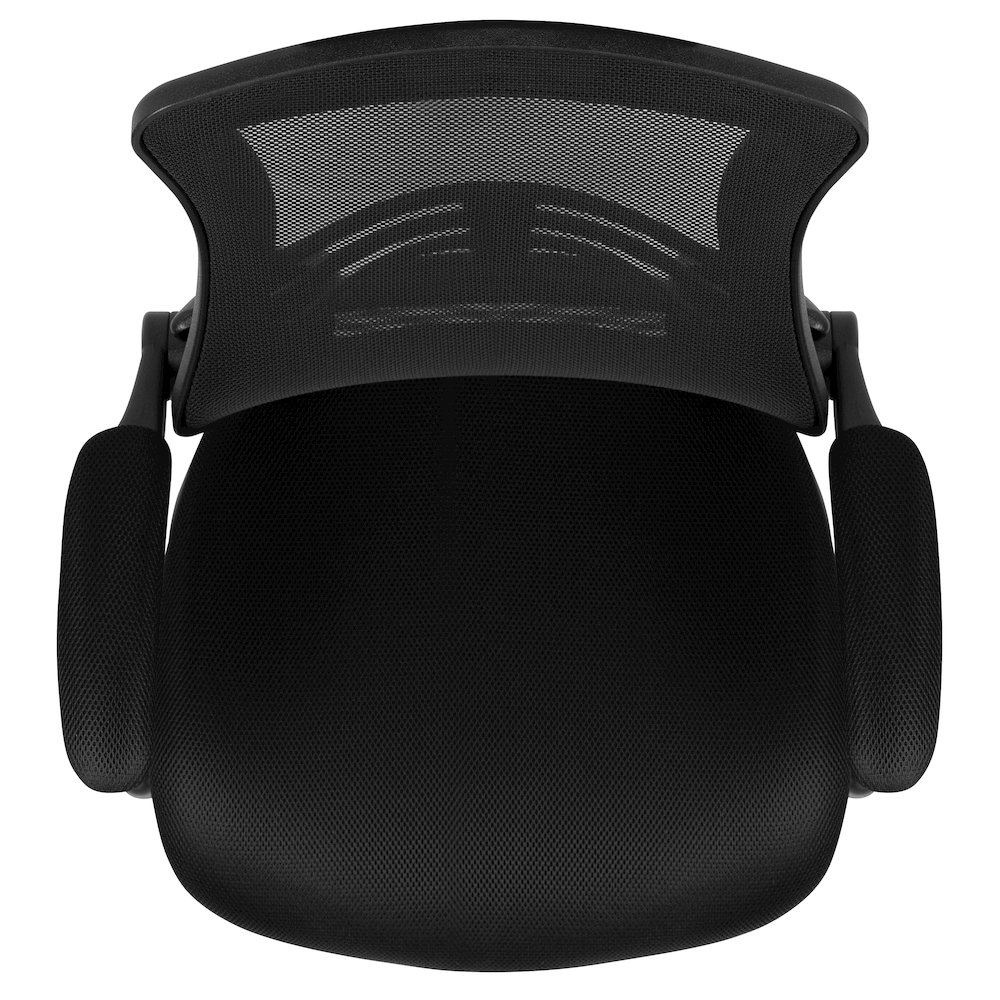 Mid-Back Black Mesh Swivel Ergonomic Task Office Chair with Flip-Up Arms. Picture 20