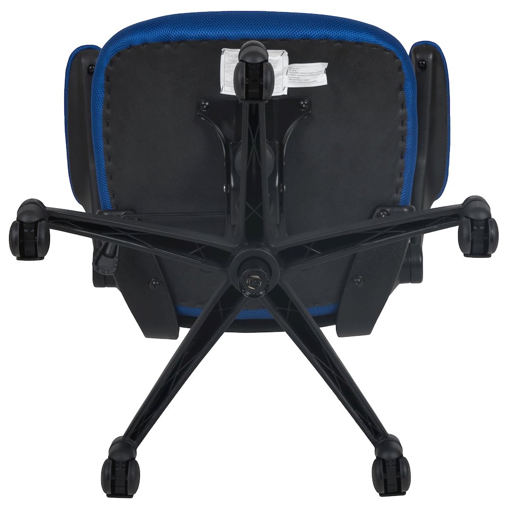 Mid-Back Blue Mesh Swivel Ergonomic Task Office Chair with Flip-Up Arms. Picture 13