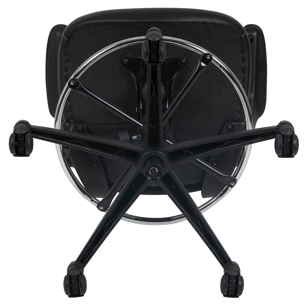 Mid-Back Black Mesh Ergonomic Drafting Chair with LeatherSoft Seat. Picture 15