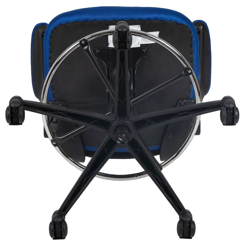 Mid-Back Blue Mesh Drafting Chair with Adjustable Foot Ring and Flip-Up Arms. Picture 15