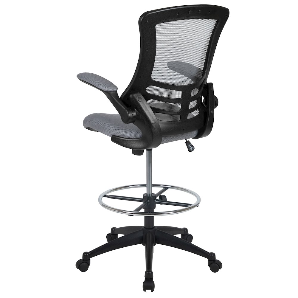 Mid-Back Dark Gray Mesh Drafting Chair with Adjustable Foot Ring. Picture 10