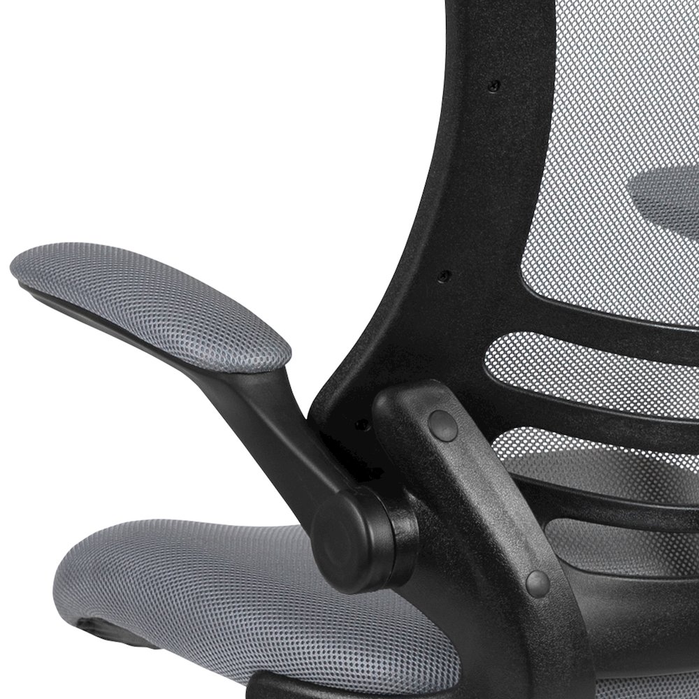 Mid-Back Dark Gray Mesh Drafting Chair with Adjustable Foot Ring. Picture 11