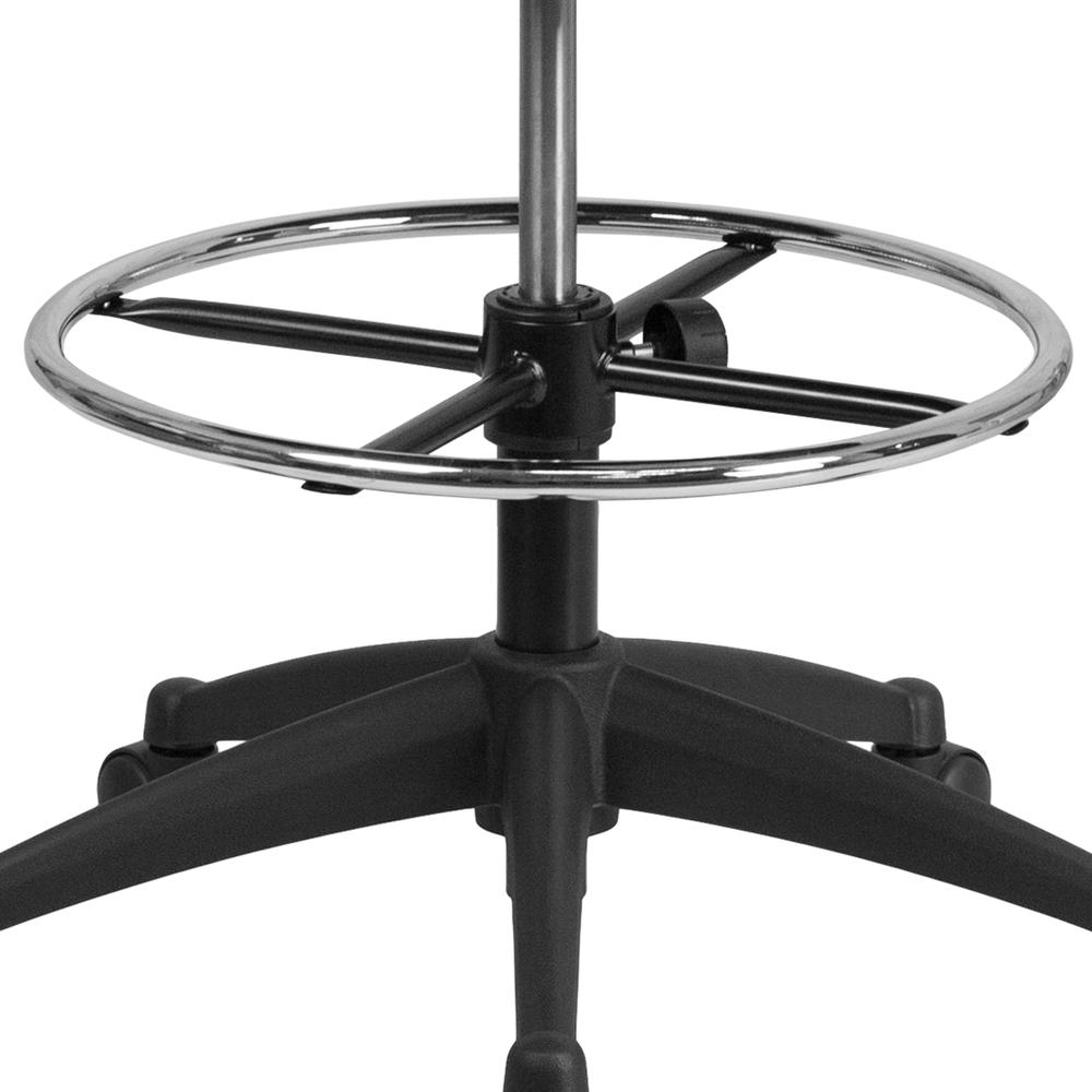 Mid Back Black Mesh Ergonomic Drafting Chair with Adjustable Foot Ring and Flip-Up Arms. Picture 8