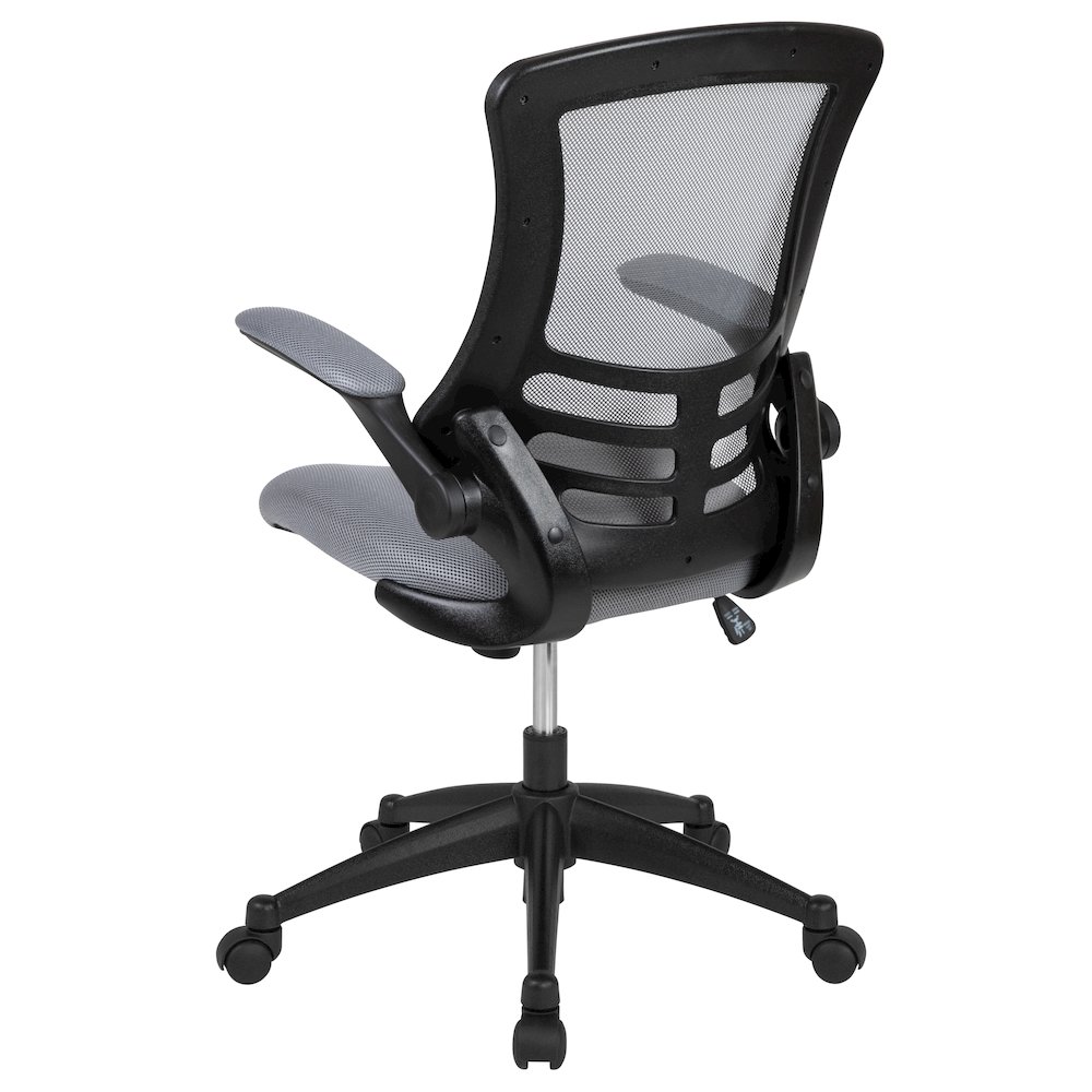 Mid-Back Dark Gray Mesh Swivel Ergonomic Task Office Chair with Flip-Up Arms. Picture 4