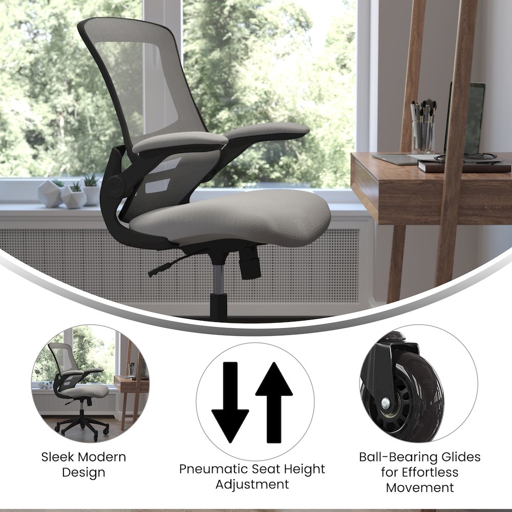 Mid-Back Dark Gray Mesh Swivel Task Office Chair. Picture 4
