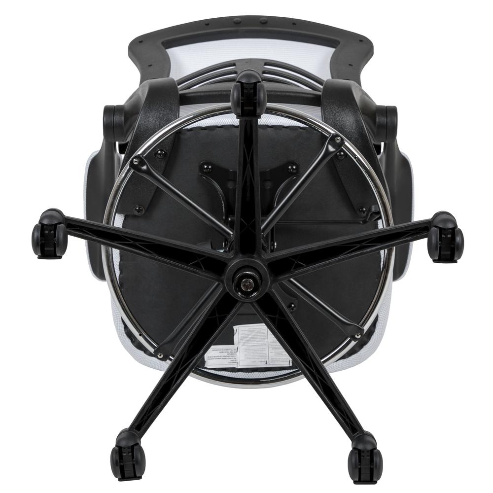 Mid Back White Mesh Ergonomic Drafting Chair with Adjustable Foot Ring and Flip-Up Arms. Picture 10