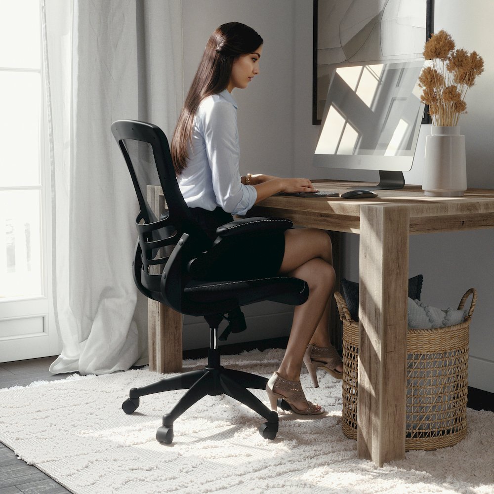Desk Chair with Wheels | Swivel Chair with Mid-Back. Picture 2