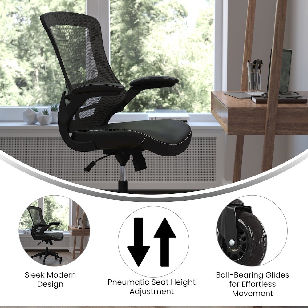 Desk Chair with Roller Wheels | Swivel Chair with Kelista Mid-Back. Picture 4