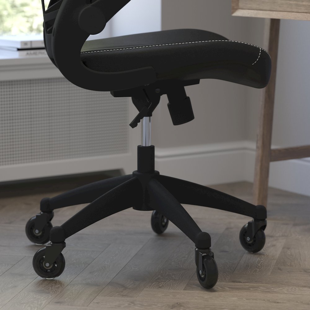 Desk Chair with Roller Wheels | Swivel Chair with Kelista Mid-Back. Picture 7