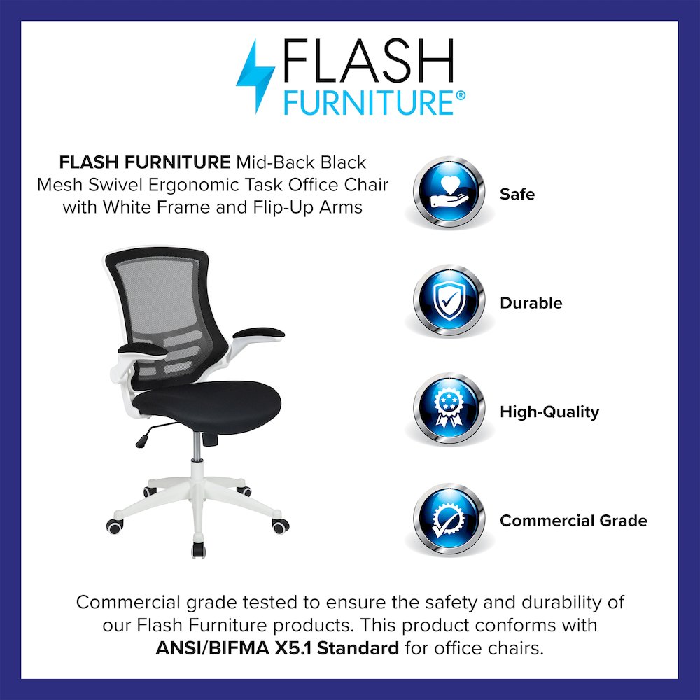 Mid-Back Black Mesh Swivel Ergonomic Task Office Chair. Picture 4