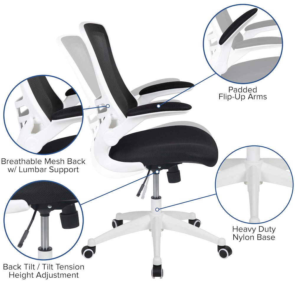 Mid-Back Black Mesh Swivel Ergonomic Task Office Chair. Picture 6