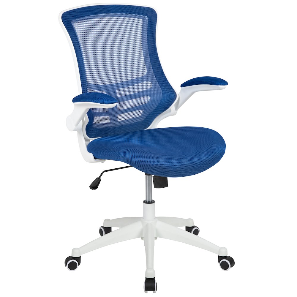 Mid-Back Blue Mesh Swivel Ergonomic Task Office Chair. Picture 1