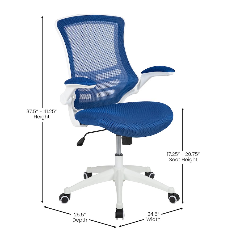 Mid-Back Blue Mesh Swivel Ergonomic Task Office Chair. Picture 7