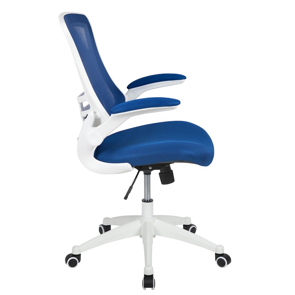 Mid-Back Blue Mesh Swivel Ergonomic Task Office Chair. Picture 10