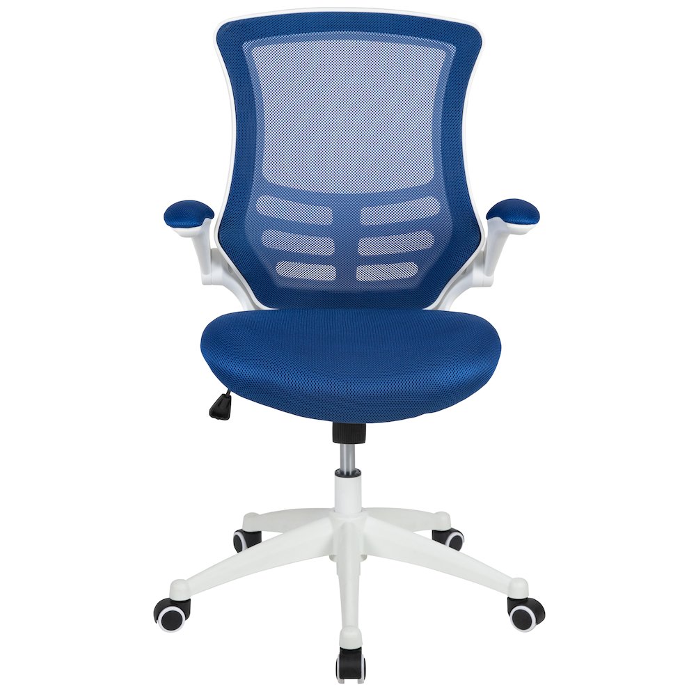 Mid-Back Blue Mesh Swivel Ergonomic Task Office Chair. Picture 11