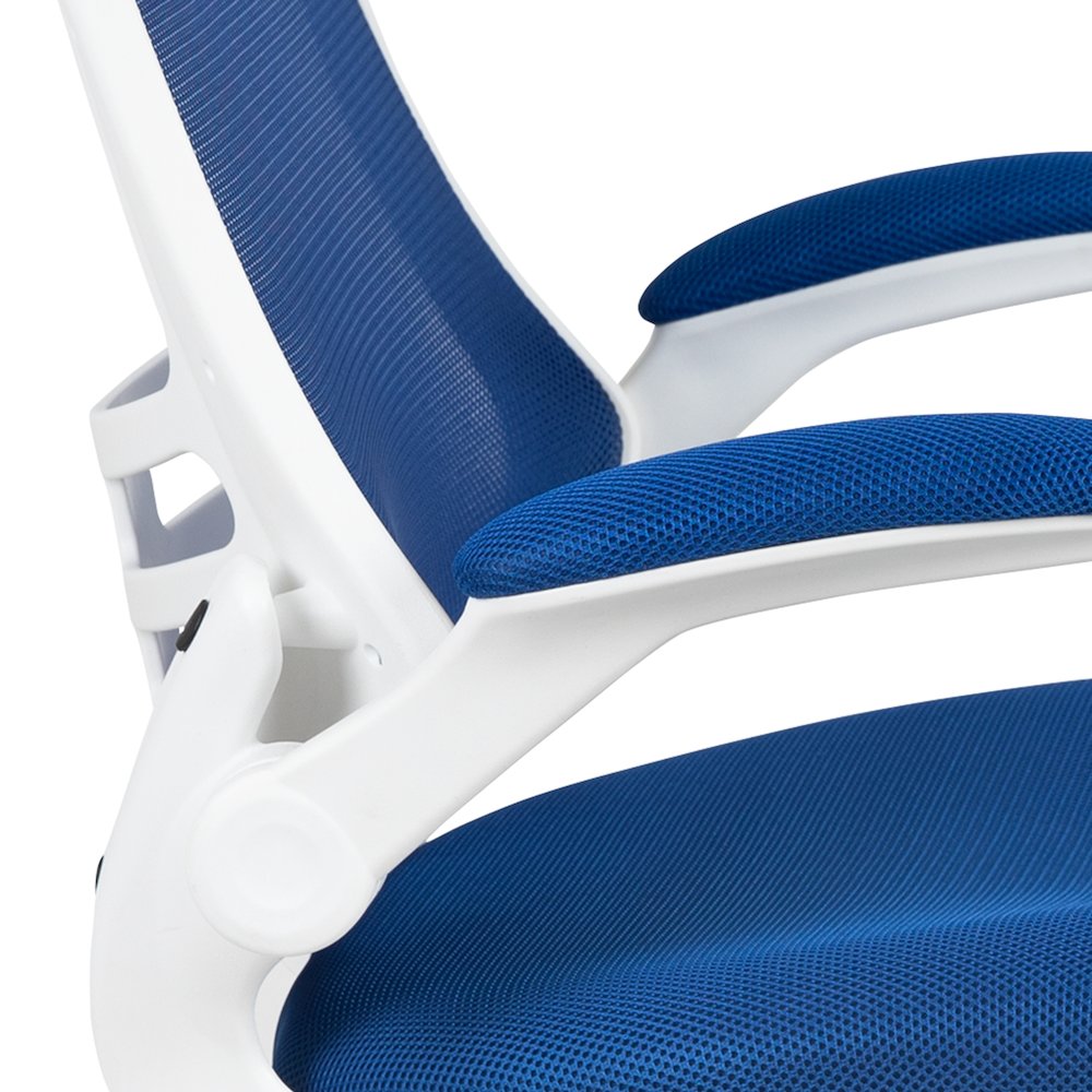 Mid-Back Blue Mesh Swivel Ergonomic Task Office Chair. Picture 9