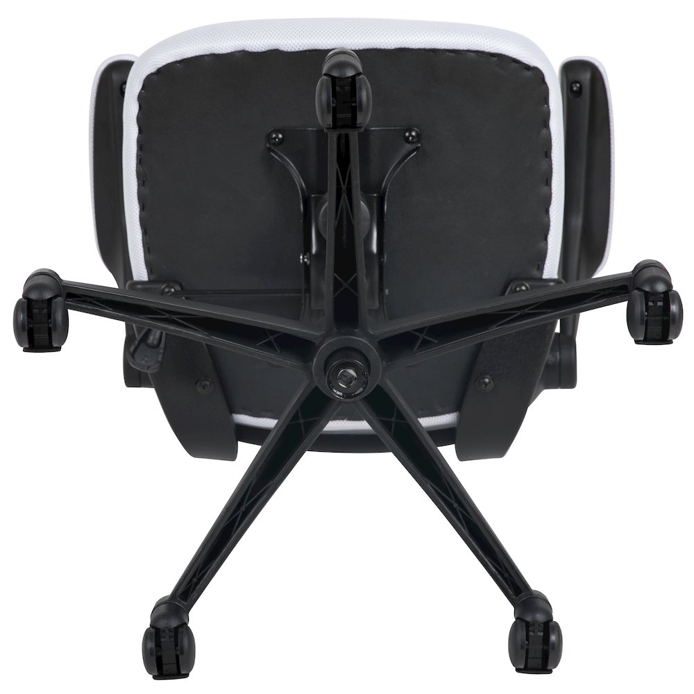 Mid-Back White Mesh Swivel Ergonomic Task Office Chair with Flip-Up Arms. Picture 13