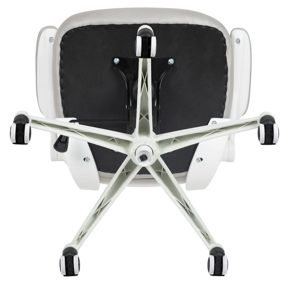 Mid-Back Light Gray Mesh Swivel Ergonomic Task Office Chair with White Frame and Flip-Up Arms. Picture 10