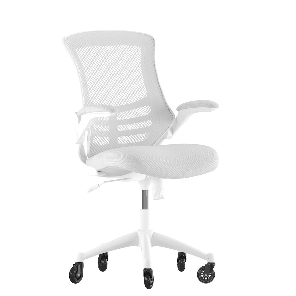 Mid-Back Light Gray Mesh Swivel Task Office Chair with White Frame. Picture 1