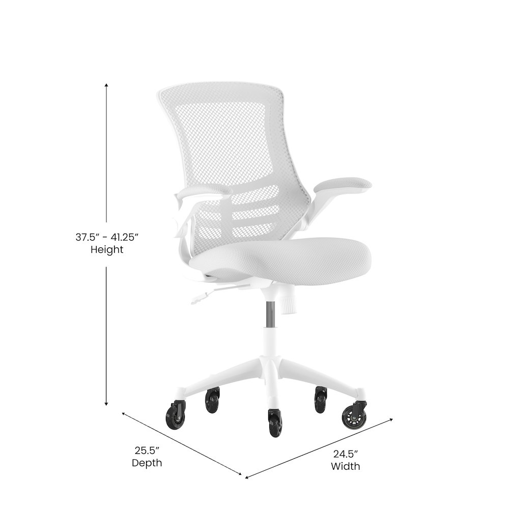 Mid-Back Light Gray Mesh Swivel Task Office Chair with White Frame. Picture 5