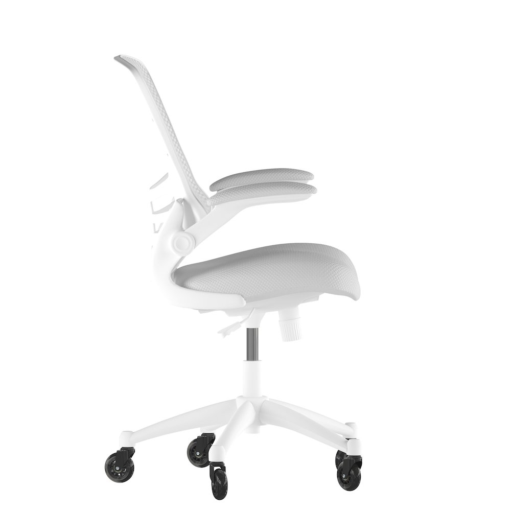 Mid-Back Light Gray Mesh Swivel Task Office Chair with White Frame. Picture 8