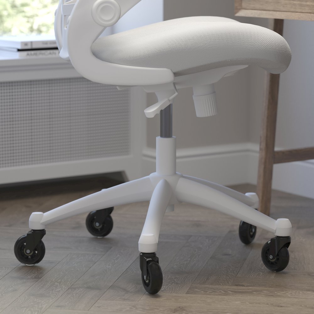 Mid-Back Light Gray Mesh Swivel Task Office Chair with White Frame. Picture 7