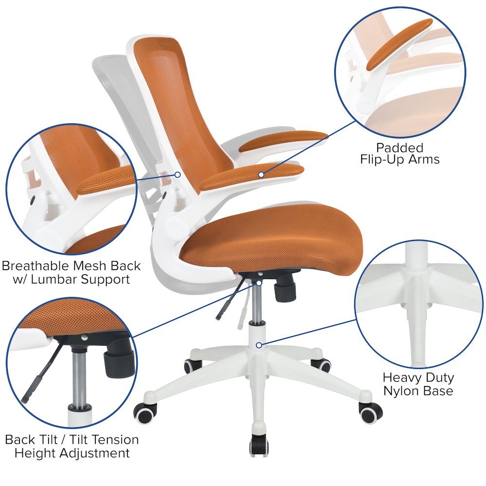 Mid-Back Tan Mesh Swivel Ergonomic Task Office Chair. Picture 6