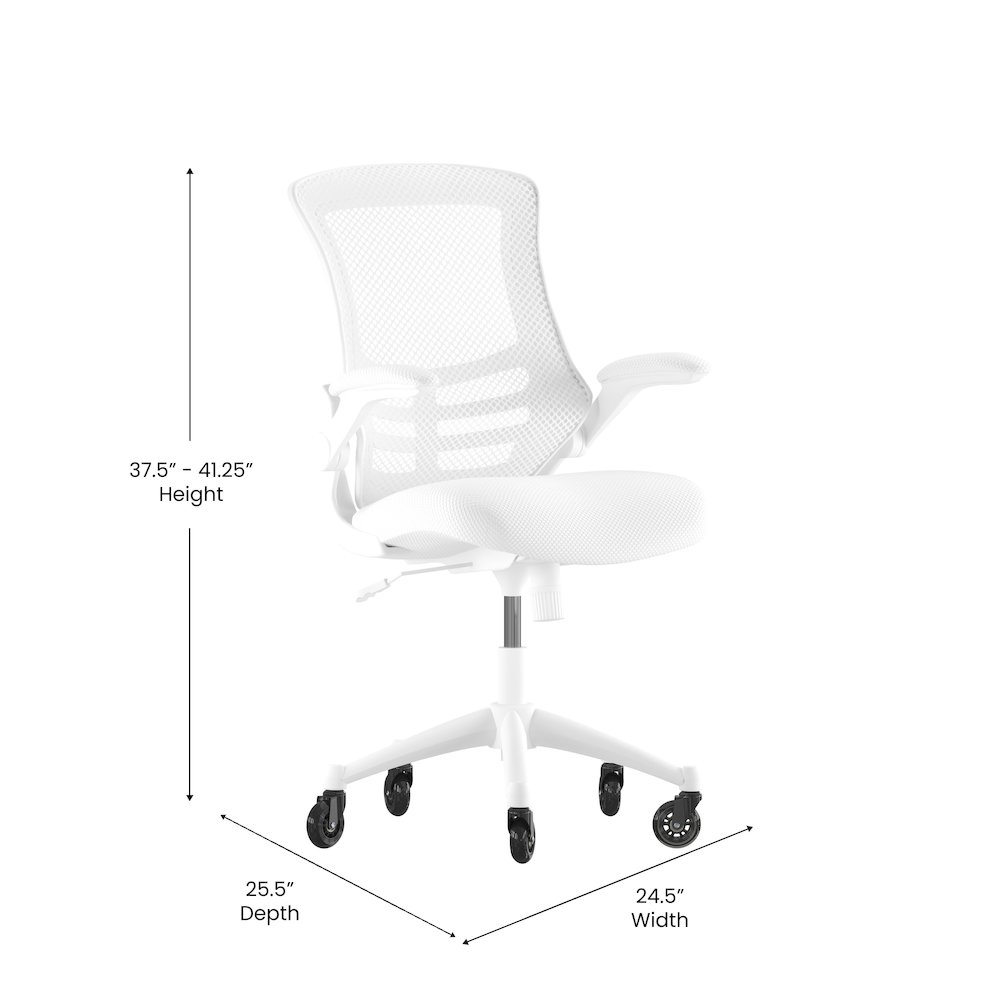 Mid-Back White Mesh Swivel Task Office Chair with White Frame. Picture 5