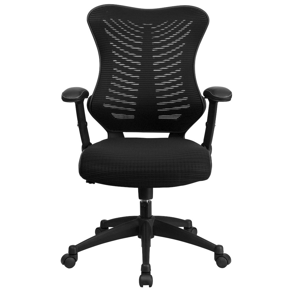 High Back Designer Black Mesh Executive Swivel Office Chair with Adjustable Arms. Picture 18
