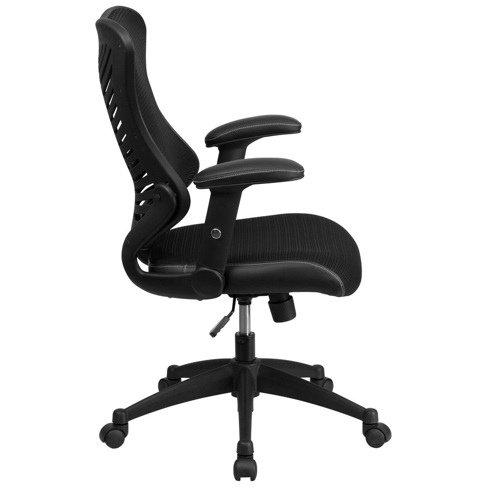 High Back Designer Black Mesh Executive Swivel Ergonomic Office Chair with Adjustable Arms. Picture 3